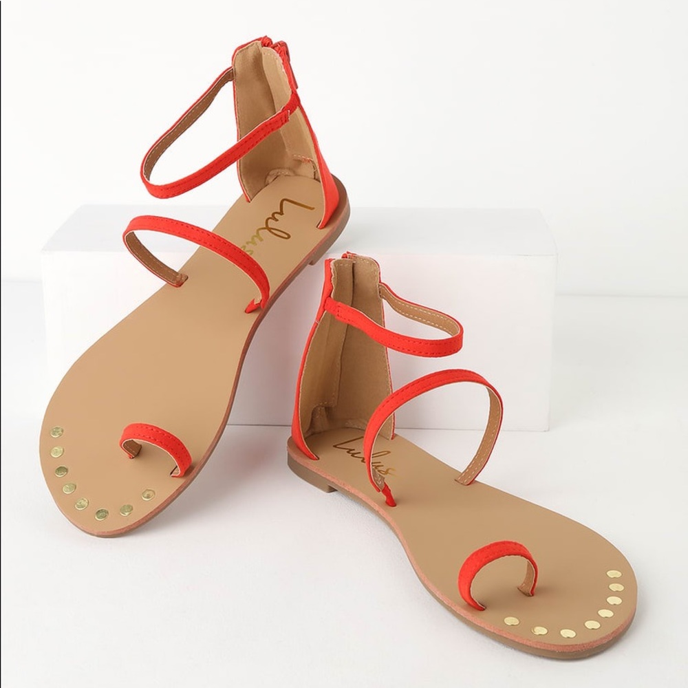 NWT LULUS SANDALS (Blood Orange Suede Flat)